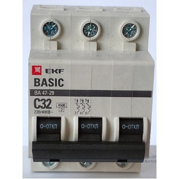 Автомат выключатель ВА 47-29 32А 3п EKF Basic