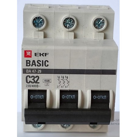 Автомат выключатель ВА 47-29 32А 3п EKF Basic